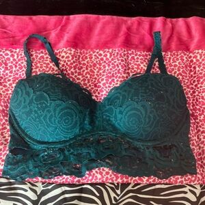 Green Victoria secrete bra, previously very worn